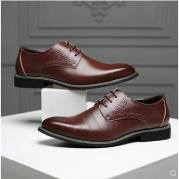 Мъжки кожени обувки Висококачествени обувки за рокля Луксозни бизнес обувки Универсални сватбени обувки Мъжки Zapatos Hombre Плюс размер