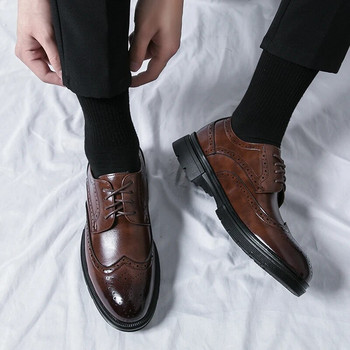 Мъжки бизнес официални обувки Мъжки Оксфорд Ежедневни обувки Мъжки маркови черни класически удобни модни дерби обувки Луксозни кожени обувки
