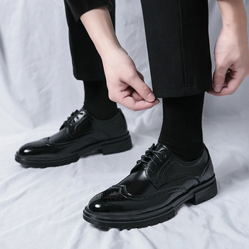 Мъжки бизнес официални обувки Мъжки Оксфорд Ежедневни обувки Мъжки маркови черни класически удобни модни дерби обувки Луксозни кожени обувки
