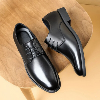 Бизнес кожени обувки за мъже, есенни луксозни, удобни плоски обувки, черни офисни ежедневни обувки, неплъзгащи се Zapatos Hombre