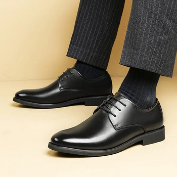 Бизнес кожени обувки за мъже, есенни луксозни, удобни плоски обувки, черни офисни ежедневни обувки, неплъзгащи се Zapatos Hombre