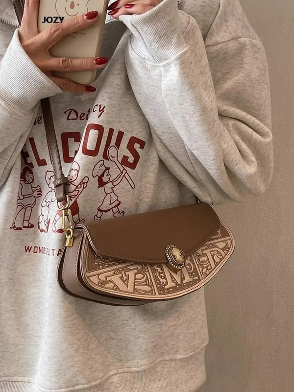 Vintage δερμάτινες πολυτελείς ντιζάιν τσάντες ώμου για γυναίκες 2023 Καλοκαιρινή μόδα Ευέλικτες τσάντες υψηλής ποιότητας casual crossbody