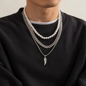 3 tk/komplekt Punki imitatsioon-pärl Kuuba paks jäme kett kaelakee Goth Box Link Tiivad ripats Choker Grunge Ehted Steampunk Mehed