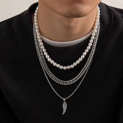 3 tk/komplekt Punki imitatsioon-pärl Kuuba paks jäme kett kaelakee Goth Box Link Tiivad ripats Choker Grunge Ehted Steampunk Mehed