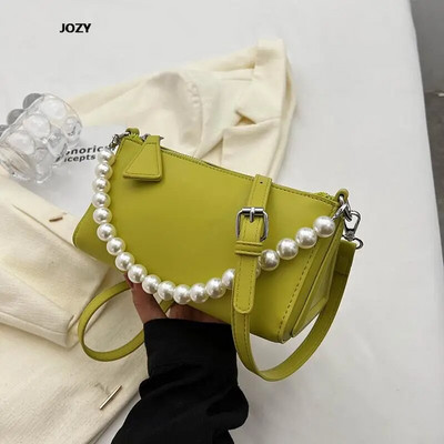 Nauji mados perlų grandinės kryžminiai krepšiai moterims Paprasto stiliaus prabangūs dizainerio odiniai pečiai 2023 m. vasaros laisvalaikio moteriška rankinė