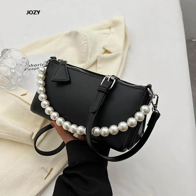 Nauji mados perlų grandinės kryžminiai krepšiai moterims Paprasto stiliaus prabangūs dizainerio odiniai pečiai 2023 m. vasaros laisvalaikio moteriška rankinė