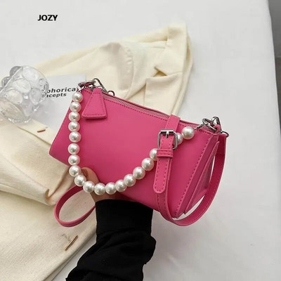 Nauji mados perlų grandinės kryžminiai krepšiai moterims Paprasto stiliaus prabangūs dizainerio odiniai pečiai 2023 m. vasaros laisvalaikio moteriška rankinė