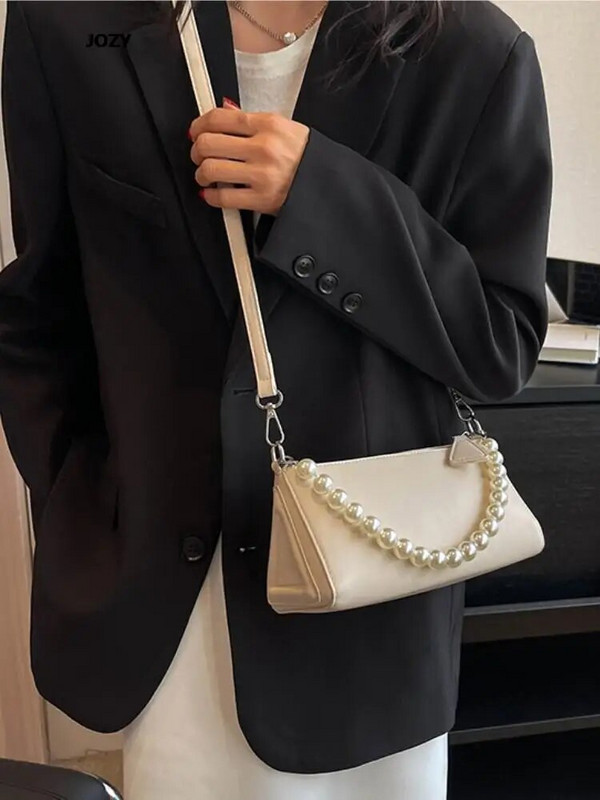 Nauji mados perlų grandinės kryžminiai krepšiai moterims Paprasto stiliaus prabangūs dizainerio odiniai pečiai 2023 m. vasaros laisvalaikio moteriška rankinė