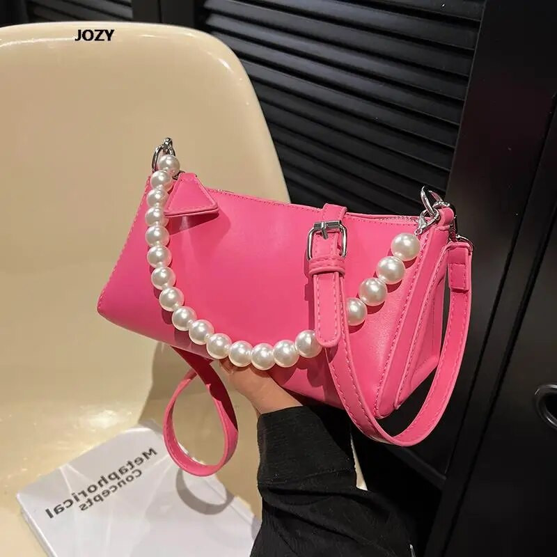 Nauji mados perlų grandinės kryžminiai krepšiai moterims Paprasto stiliaus prabangūs dizainerio odiniai pečiai 2023 m. vasaros laisvalaikio moteriška rankinė