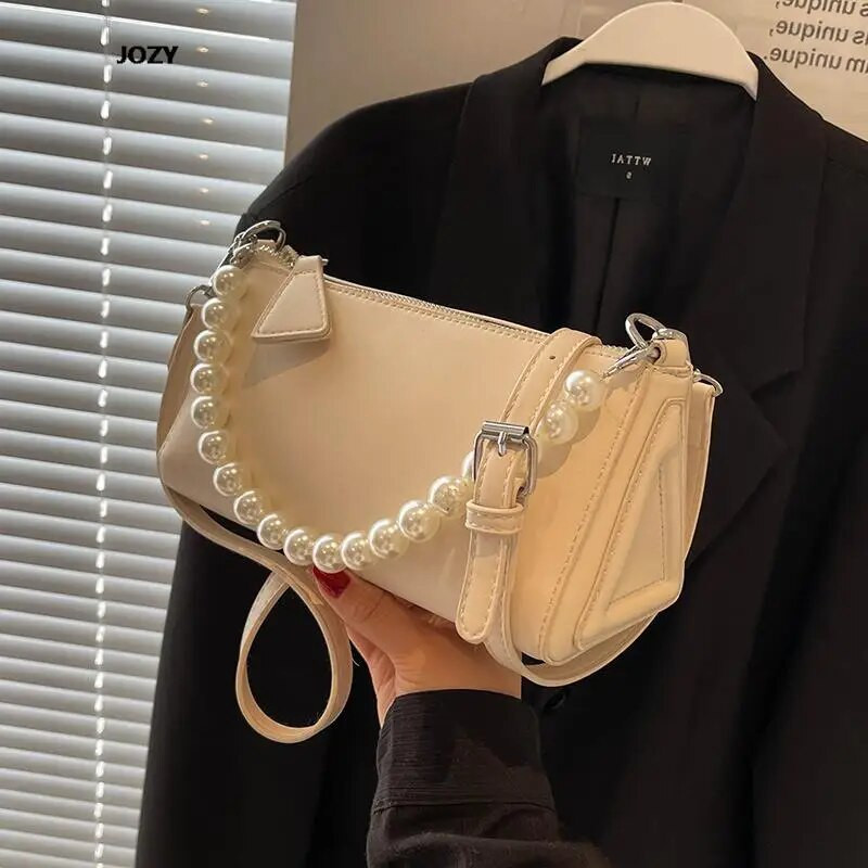 Nauji mados perlų grandinės kryžminiai krepšiai moterims Paprasto stiliaus prabangūs dizainerio odiniai pečiai 2023 m. vasaros laisvalaikio moteriška rankinė