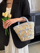 Didelės talpos šiaudų austo kibiro rankinė moterims Mielas prabangus dizainas, naujas piniginė, vasaros atostogos, 2023 m. Įprasta madinga moteriška piniginė