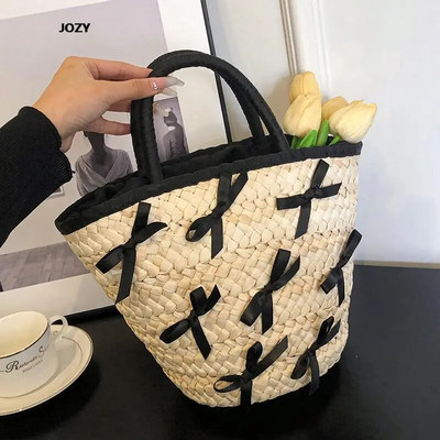 Didelės talpos šiaudų austo kibiro rankinė moterims Mielas prabangus dizainas, naujas piniginė, vasaros atostogos, 2023 m. Įprasta madinga moteriška piniginė