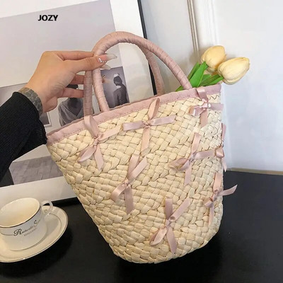 Didelės talpos šiaudų austo kibiro rankinė moterims Mielas prabangus dizainas, naujas piniginė, vasaros atostogos, 2023 m. Įprasta madinga moteriška piniginė