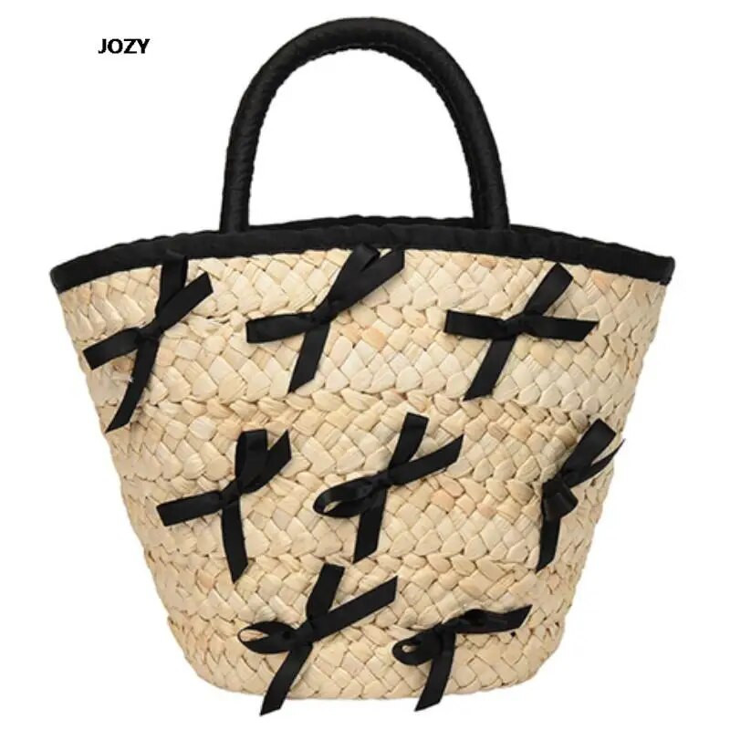 Didelės talpos šiaudų austo kibiro rankinė moterims Mielas prabangus dizainas, naujas piniginė, vasaros atostogos, 2023 m. Įprasta madinga moteriška piniginė