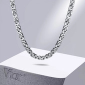 Κολιέ Vnox Flat Byzantine Chain Link για άντρες Ανδρικό κόσμημα δώρου, ανδρικός γιακάς από ανοξείδωτο ατσάλι 6,5mm Πλάτος 22" 55cm μήκος