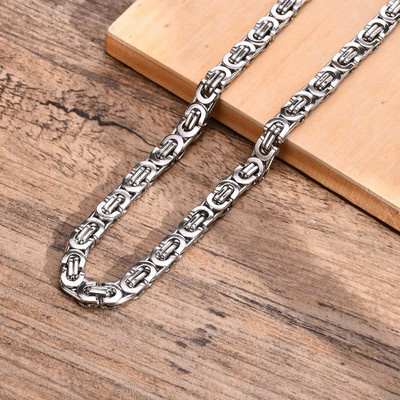 Κολιέ Vnox Flat Byzantine Chain Link για άντρες Ανδρικό κόσμημα δώρου, ανδρικός γιακάς από ανοξείδωτο ατσάλι 6,5mm Πλάτος 22" 55cm μήκος
