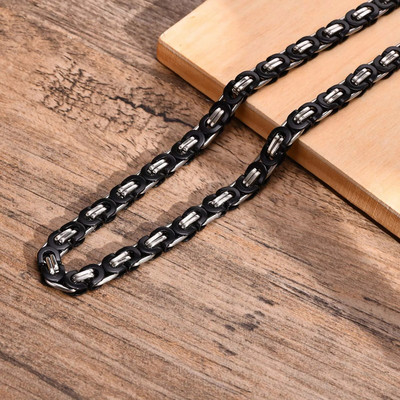 Κολιέ Vnox Flat Byzantine Chain Link για άντρες Ανδρικό κόσμημα δώρου, ανδρικός γιακάς από ανοξείδωτο ατσάλι 6,5mm Πλάτος 22" 55cm μήκος