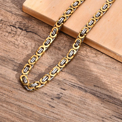 Κολιέ Vnox Flat Byzantine Chain Link για άντρες Ανδρικό κόσμημα δώρου, ανδρικός γιακάς από ανοξείδωτο ατσάλι 6,5mm Πλάτος 22" 55cm μήκος