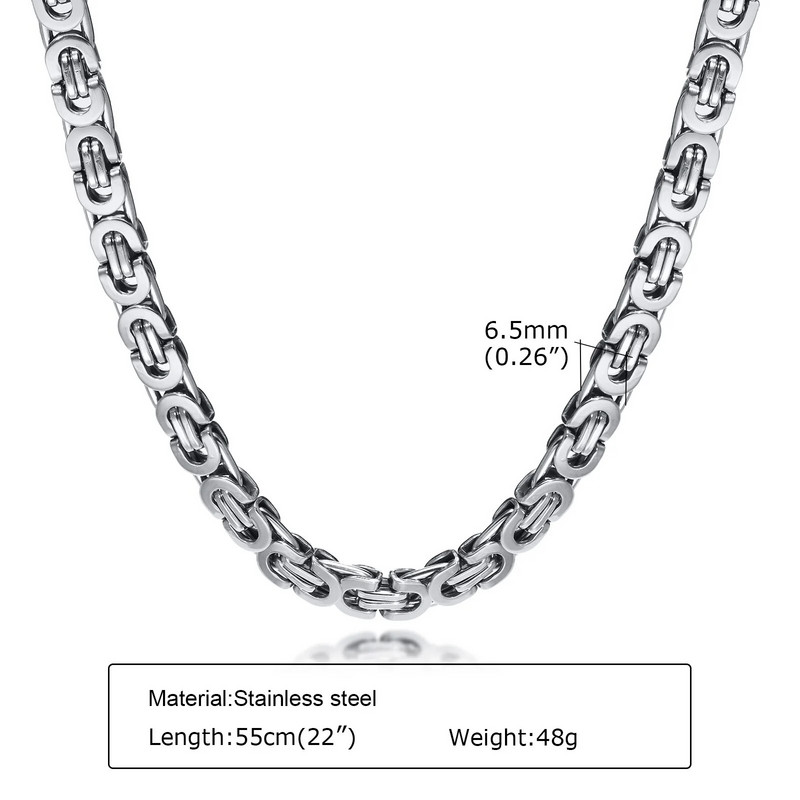 Κολιέ Vnox Flat Byzantine Chain Link για άντρες Ανδρικό κόσμημα δώρου, ανδρικός γιακάς από ανοξείδωτο ατσάλι 6,5mm Πλάτος 22" 55cm μήκος
