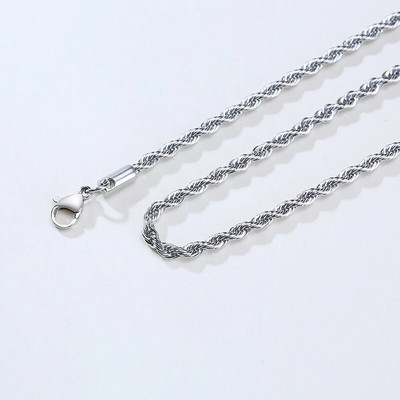 Κολιέ με αλυσίδα Vnox 2-5mm με σχοινί για άνδρες Γυναικεία, Twisted Sigapore Links Choker, Basic Casual Punk Rock από ανοξείδωτο ανδρικό γιακά