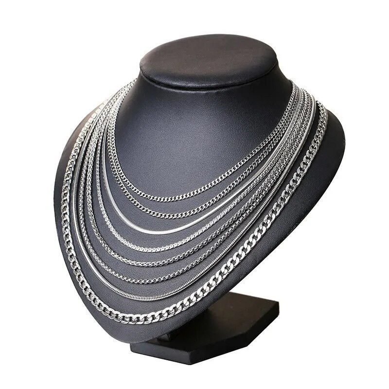 Vnox 3-6 MM tonis Snake Cocoon apmales saites plakana kastīte kviešu ķēdes nerūsējošā tērauda vīriešiem kaklarota kaklarota 24 collu rotaslietas