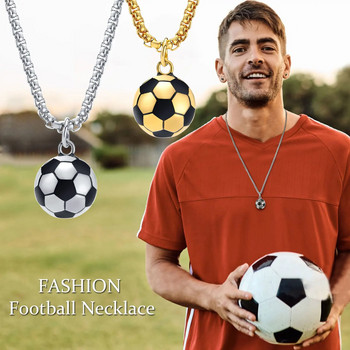Vnox 3D κολιέ ποδοσφαίρου για άνδρες, μενταγιόν από μασίφ ανοξείδωτο χάλυβα casual scoocer, αθλητικά δώρα για αγόρια