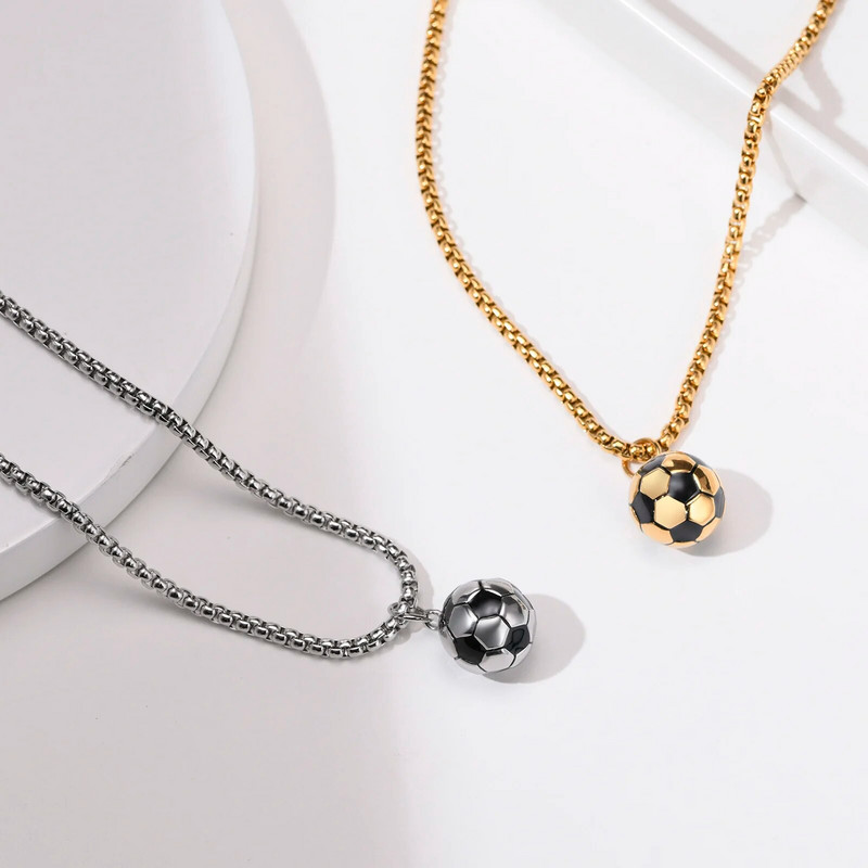 „Vnox“ 3D futbolo kaklo papuošalai vyrams, nerūdijančio plieno pakabukai laisvalaikiui, sporto mėgėjų dovanos berniukams