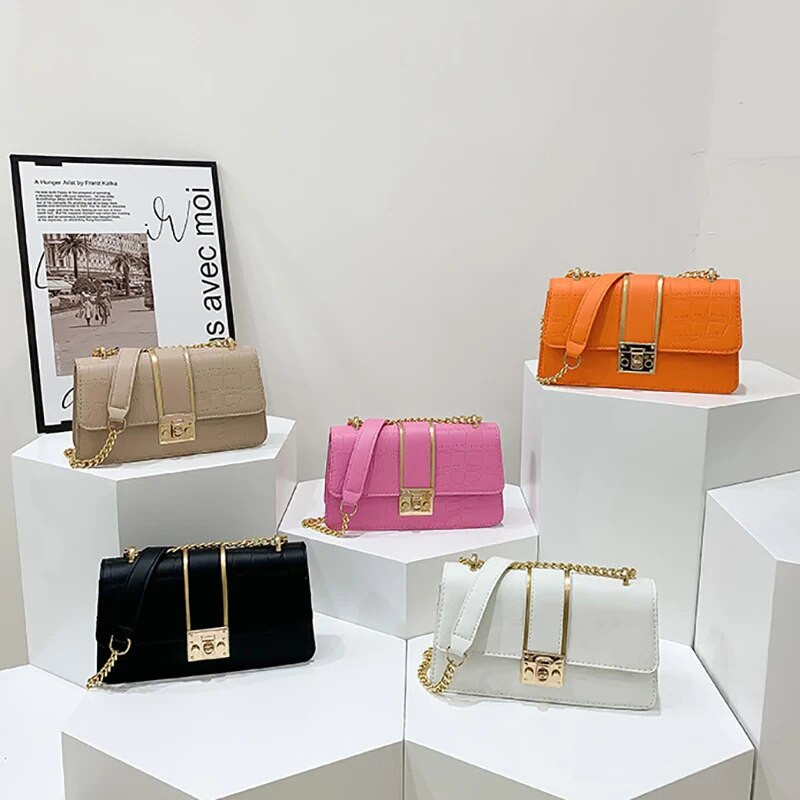 Crossbody Krepšiai Moterims Grandinė Mažas Kvadratinis Krepšys Prabangus Dizaineriai Pueses Moteriškos Rankinės Kasdieniai Pečių Krepšiai Nešiojami Atlenkiami krepšiai