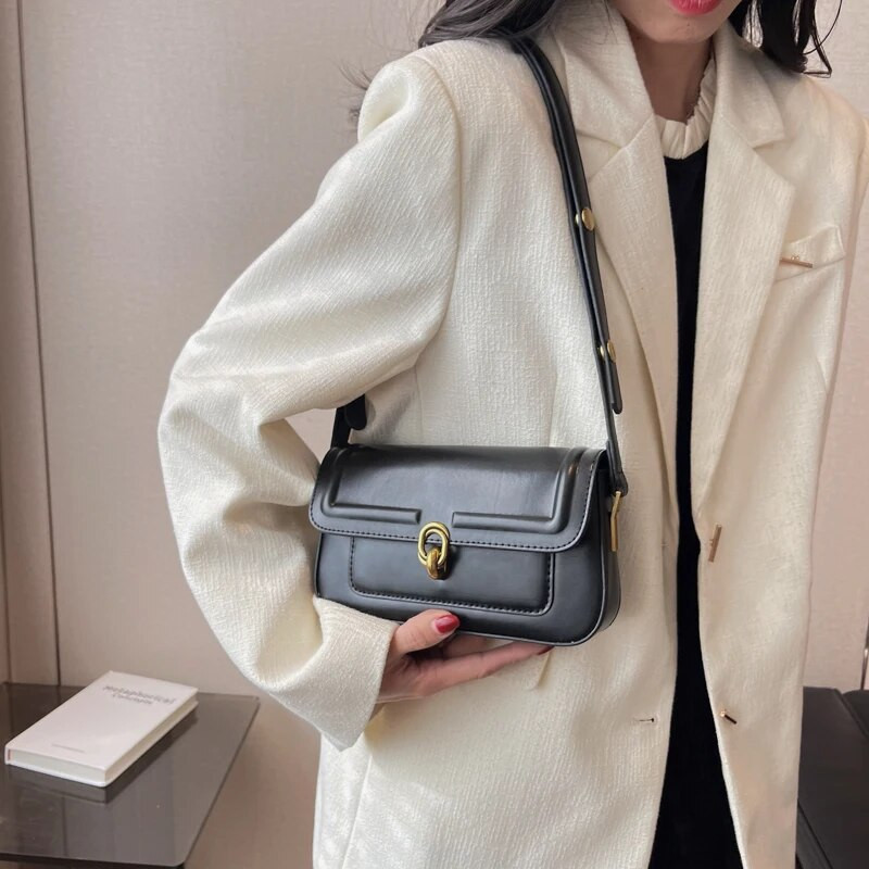 LEFTSIDE Vintage maži PU odiniai pažastų krepšiai moterims, 2023 m. „Hit Trend Female“ prekės ženklo populiarūs „crossbody“ krepšiai pažastų rankinė