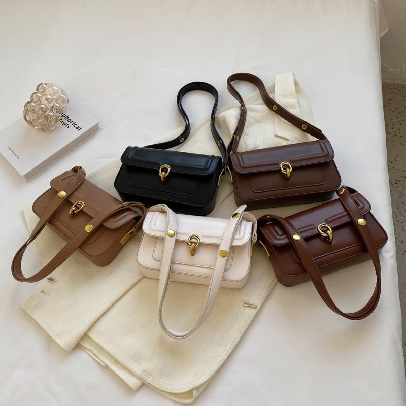 LEFTSIDE Vintage maži PU odiniai pažastų krepšiai moterims, 2023 m. „Hit Trend Female“ prekės ženklo populiarūs „crossbody“ krepšiai pažastų rankinė