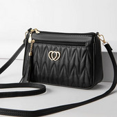 PU Crossbody kotid Topelttõmblukuga 2023 Uus moodne õlakott naistele, suure mahutavusega tutikaunistusega südamekujuline riistvara