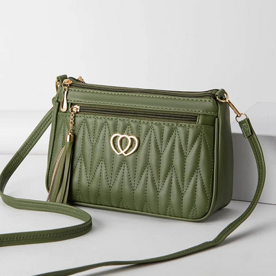 PU Crossbody kotid Topelttõmblukuga 2023 Uus moodne õlakott naistele, suure mahutavusega tutikaunistusega südamekujuline riistvara