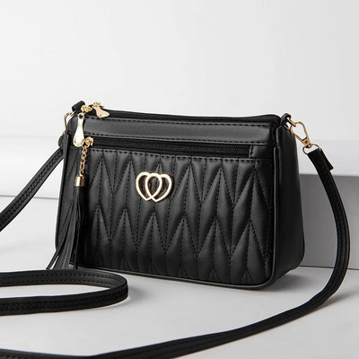 PU Crossbody kotid Topelttõmblukuga 2023 Uus moodne õlakott naistele, suure mahutavusega tutikaunistusega südamekujuline riistvara