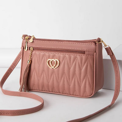 PU Crossbody kotid Topelttõmblukuga 2023 Uus moodne õlakott naistele, suure mahutavusega tutikaunistusega südamekujuline riistvara