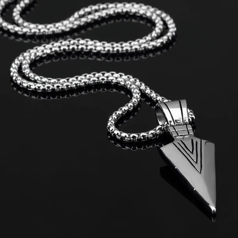 WLP Punk Metal Arrow Κρεμαστό Κολιέ για άνδρες Αλυσίδα Popcorn Ανδρικό Hip Hop Μακρύ μενταγιόν Κολιέ Δώρο για ζευγάρια