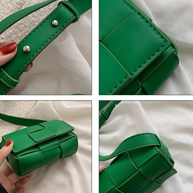 Πολυτελής μίνι γυναικεία τσάντα ύφανσης τετράγωνη PU Δερμάτινες τσάντες χιαστί ώμου για γυναίκες 2022 Μικρά πορτοφόλια και τσάντες σχεδιαστής για την άνοιξη