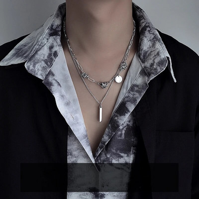 WLP Punk srebrna boja ogrlica s privjeskom s dvostrukim križem od kamenčića za muškarce Žene Hip Hop Kpop Choker Ovratnik 2023 Trendy nakit