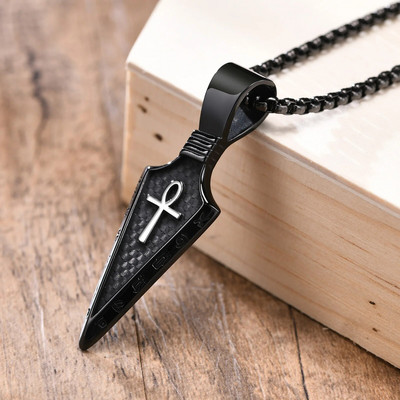 Vnox Gothic Viking Spear ανδρικό κολιέ, μαύρο ανοξείδωτο ατσάλι Tribal Arrow Wolf Horus Eyes Anka Cross μενταγιόν, πανκ κοσμήματα