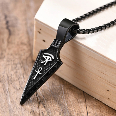 Vnox Gothic Viking Spear ανδρικό κολιέ, μαύρο ανοξείδωτο ατσάλι Tribal Arrow Wolf Horus Eyes Anka Cross μενταγιόν, πανκ κοσμήματα