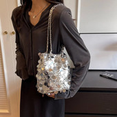 Νέες πολυτελείς παγιέτες πολυτελείας σχεδιαστής γυναικεία τσάντα ώμου Lady Handbag Chain Tote χιαστί βραδινό δείπνο Τσάντα μασχάλης