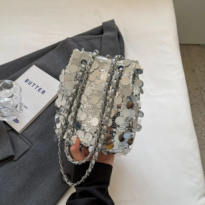 Νέες πολυτελείς παγιέτες πολυτελείας σχεδιαστής γυναικεία τσάντα ώμου Lady Handbag Chain Tote χιαστί βραδινό δείπνο Τσάντα μασχάλης