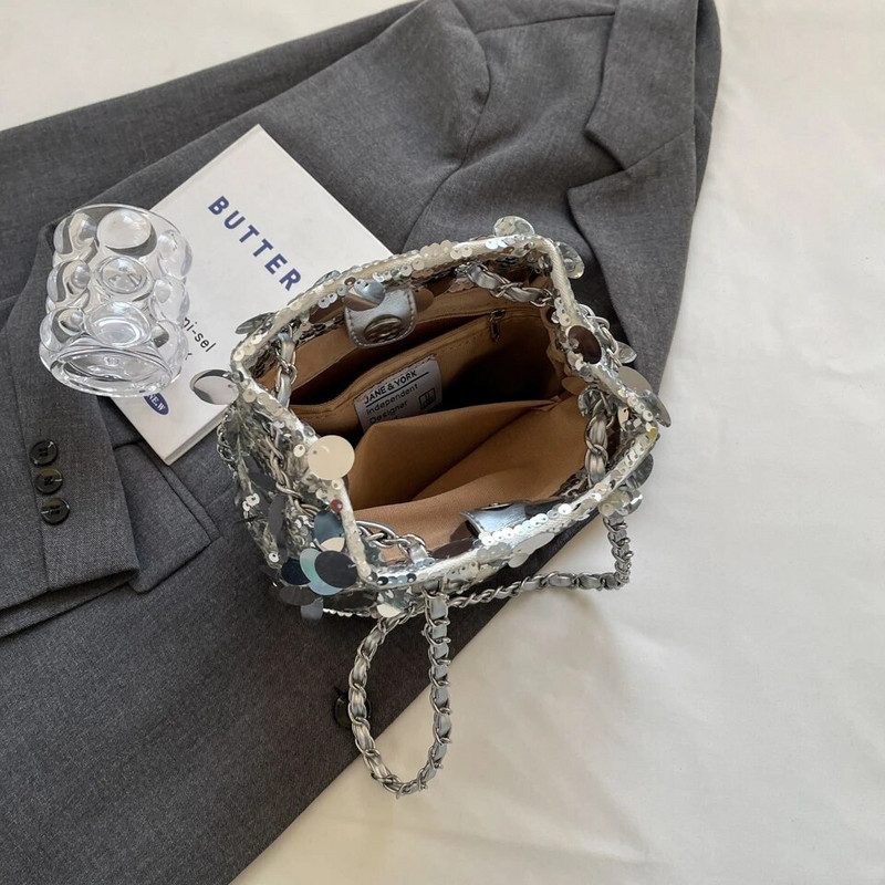 Νέες πολυτελείς παγιέτες πολυτελείας σχεδιαστής γυναικεία τσάντα ώμου Lady Handbag Chain Tote χιαστί βραδινό δείπνο Τσάντα μασχάλης