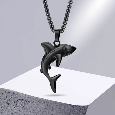 Κολιέ Vnox Stylish Shark Ανδρικά Κολιέ για αγόρια, Κοσμήματα Rock Punk Animal Animal Collar με αλυσίδα από ανοξείδωτο ατσάλι 50/55/60/70cm