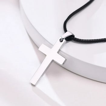 Vnox Simple Plain Cross Prayer Pendant Колиета за мъже, Антиалергични бижута от неръждаема стомана Религиозна вяра яка