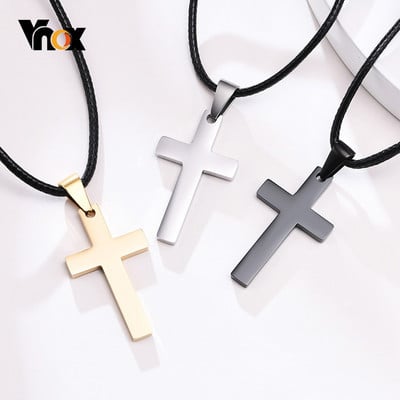 Ανδρικά κρεμαστά κολιέ Vnox Simple Plain Cross Prayer, Αντιαλλεργικά κοσμήματα από ανοξείδωτο ατσάλι Religious Faith Collar