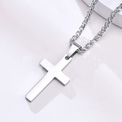 Vnox Jednostavne obične ogrlice s privjescima s križem i molitvom za muškarce, antialergijski nakit s ovratnikom od nehrđajućeg čelika za vjersku vjeru