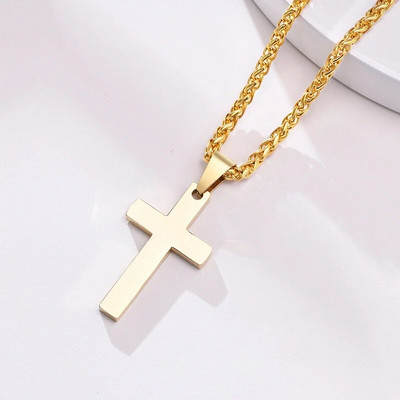 Vnox Jednostavne obične ogrlice s privjescima s križem i molitvom za muškarce, antialergijski nakit s ovratnikom od nehrđajućeg čelika za vjersku vjeru