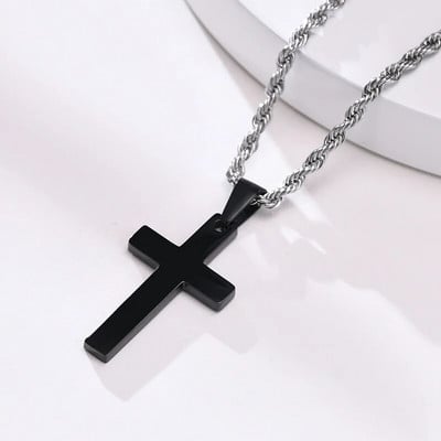 Vnox Jednostavne obične ogrlice s privjescima s križem i molitvom za muškarce, antialergijski nakit s ovratnikom od nehrđajućeg čelika za vjersku vjeru