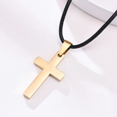 Vnox Jednostavne obične ogrlice s privjescima s križem i molitvom za muškarce, antialergijski nakit s ovratnikom od nehrđajućeg čelika za vjersku vjeru