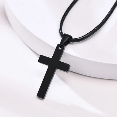 Vnox Jednostavne obične ogrlice s privjescima s križem i molitvom za muškarce, antialergijski nakit s ovratnikom od nehrđajućeg čelika za vjersku vjeru